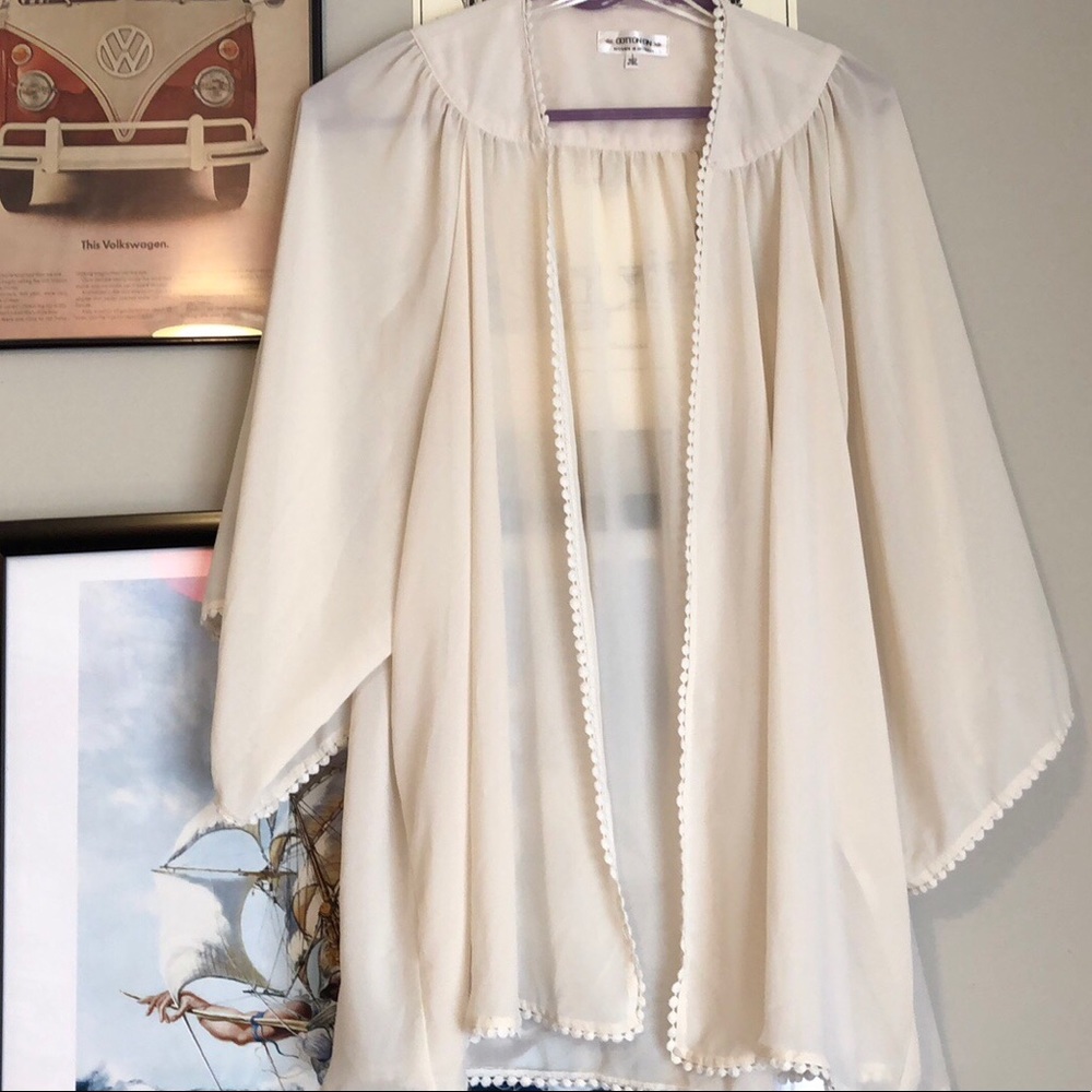 Cotton on sheer white kimono